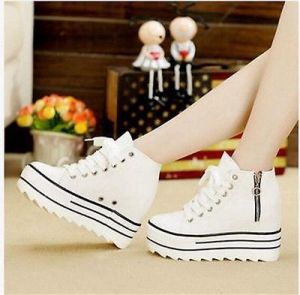    New Womens Platform Lace Up Canvas High Top Sneakers Casual Sports Shoes Flats