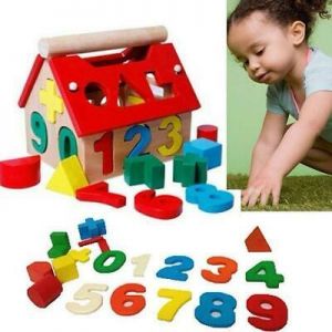 בלוקים עץ בית ילדים בניין התפתחותי אינטלקטואלי צעצועים חינוכיים לתינוק